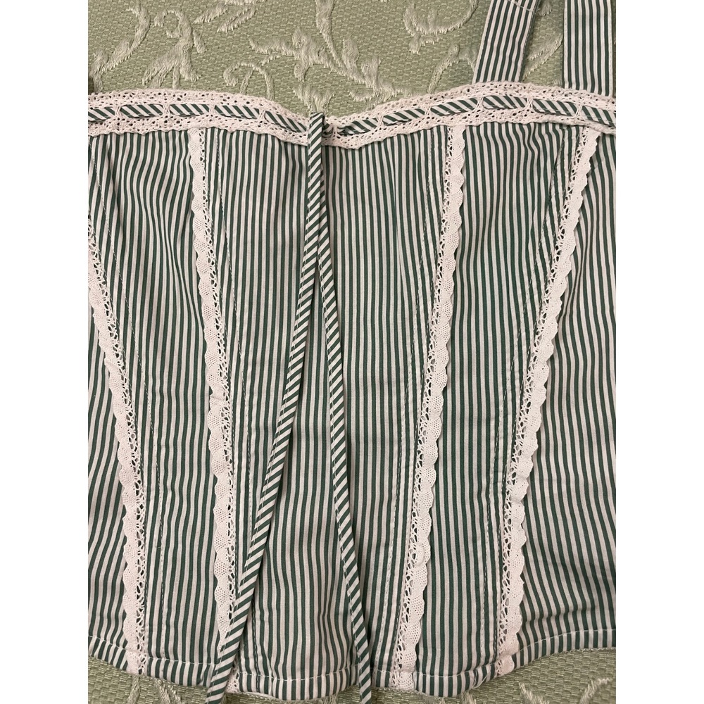 Watermelon Sugar Dana Tank Corset XL Cotton Crochet Trim Peppermint Stripe‎ NWT - Picture 2 of 16